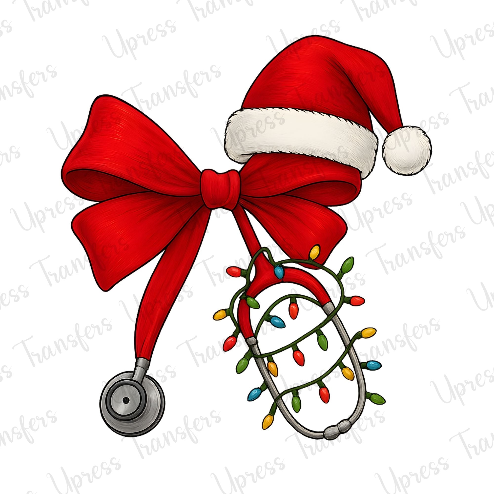 Christmas Lights Nurse Bow