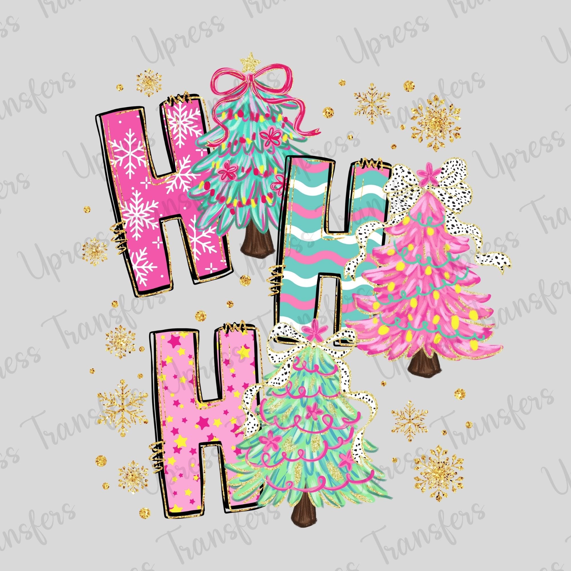 Christmas Patterned Ho Ho Ho Trees