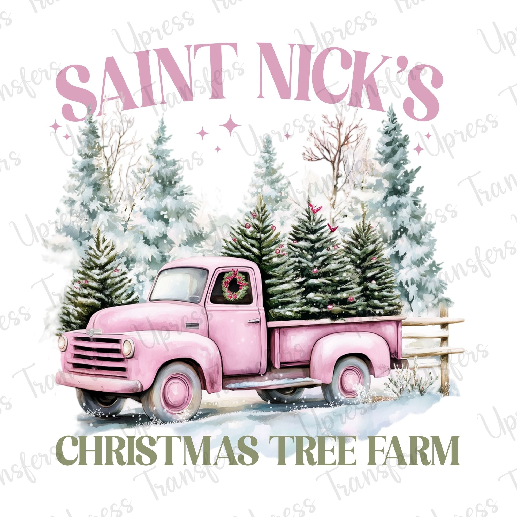 Christmas Tree Farm Pink Pastel