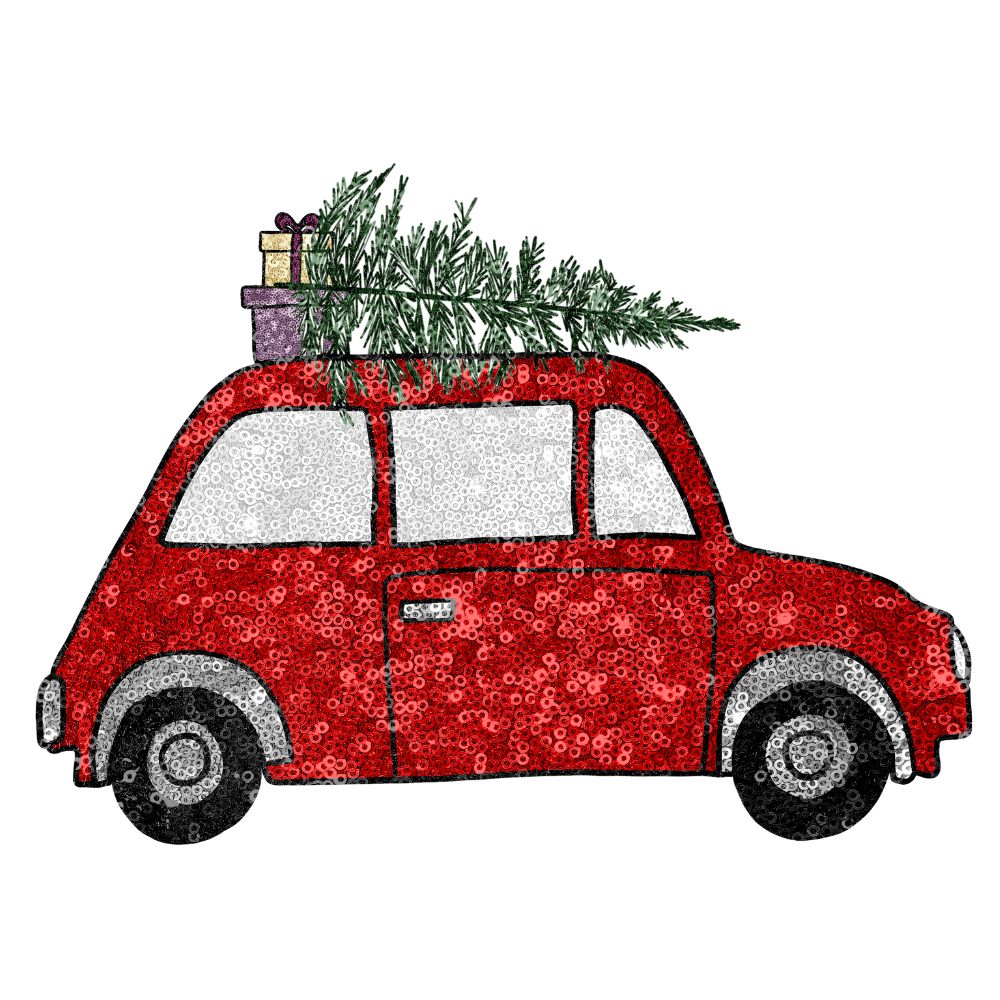 Christmas Car and Tree Sequin