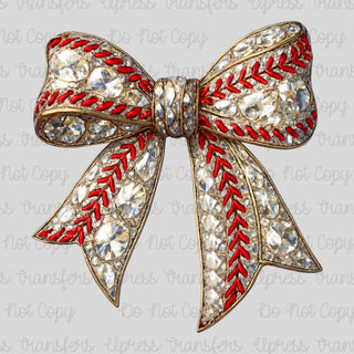 Chunky Rhinestone Baseball Bow