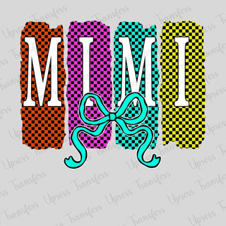 Colorful Checkered Mimi Blue Bow