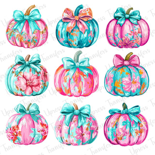Contour Of Neon Pink and Blue Pumpkins
