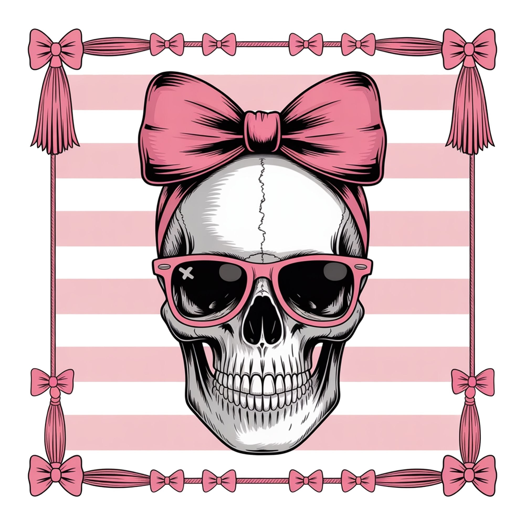 Contour Pink Bow Skull