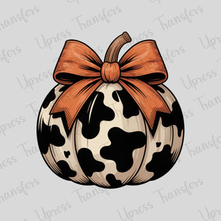 Cow Print Pumpkin Orange Bow