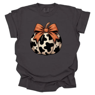 Cow Print Pumpkin Orange Bow