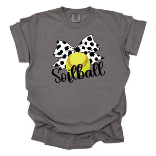 Cow Print Softball Bow