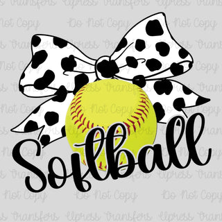 Cow Print Softball Bow
