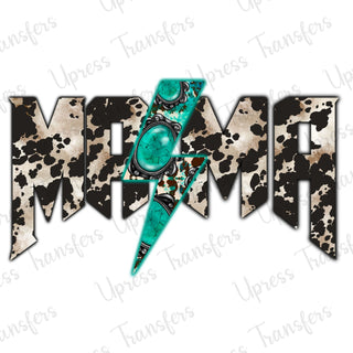 Cow Print Western Mama Turquoise