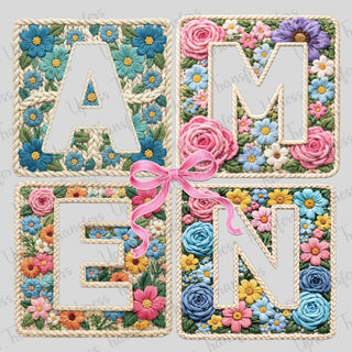 Crochet Stitched floral Amen Squares
