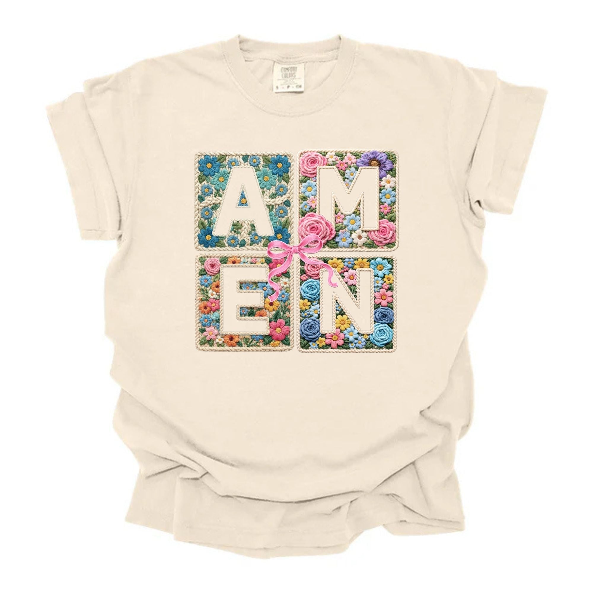 Crochet Stitched floral Amen Squares