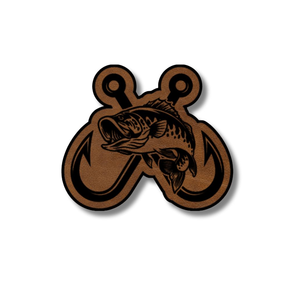 Crossed Fish Hooks Leatherette Patch