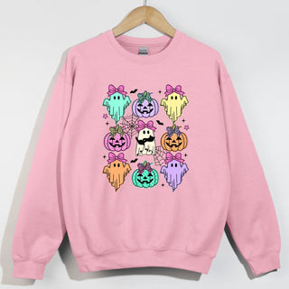 Cute Colored Ghosts and Pumpkins