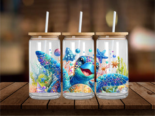 Cute Glitter Sea Turtle 16 Oz Wrap