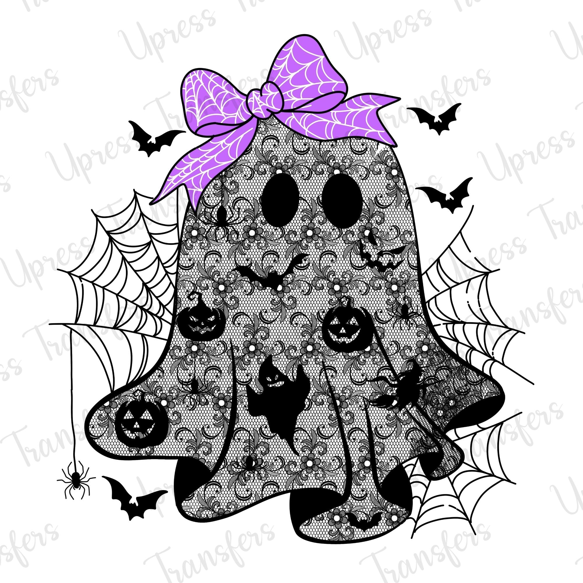 Cute Lace Ghosts Purple Bow