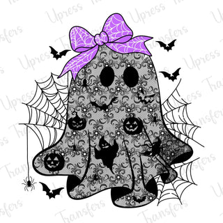 Cute Lace Ghosts Purple Bow