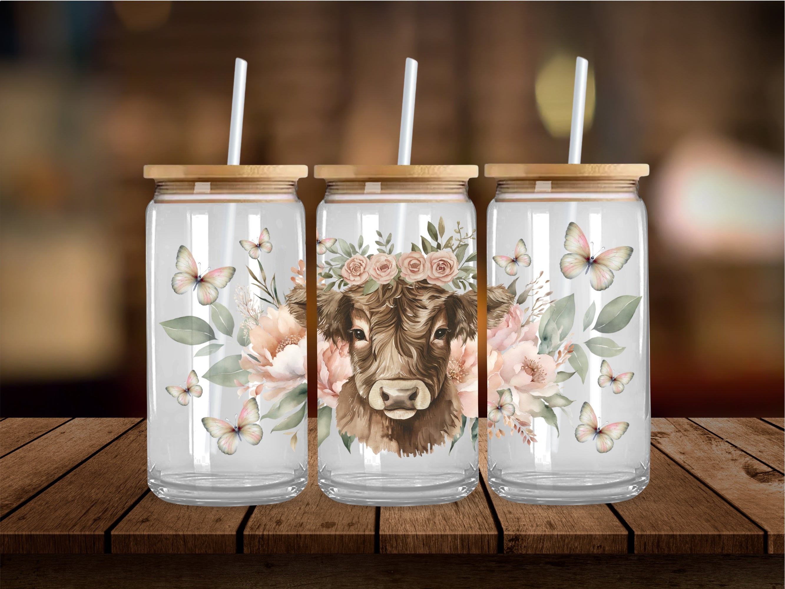 Cutesy Highland Cow 16 Oz Wrap