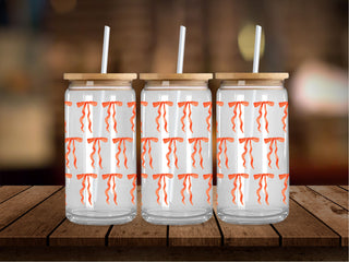 Cutesy Orange Squiggle Bows 16 Oz Wrap