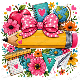Cutesy Pink Bow Pencil Supplies