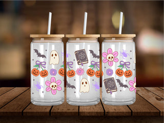 Cutesy Pink Purple Collage Halloween 16 Oz Wrap