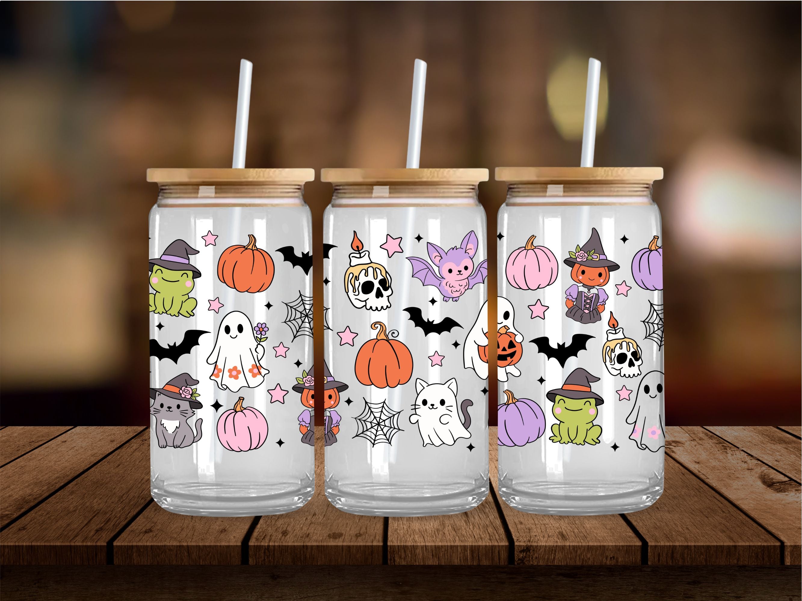 Cutesy Vibrant Halloween 16 Oz Wrap