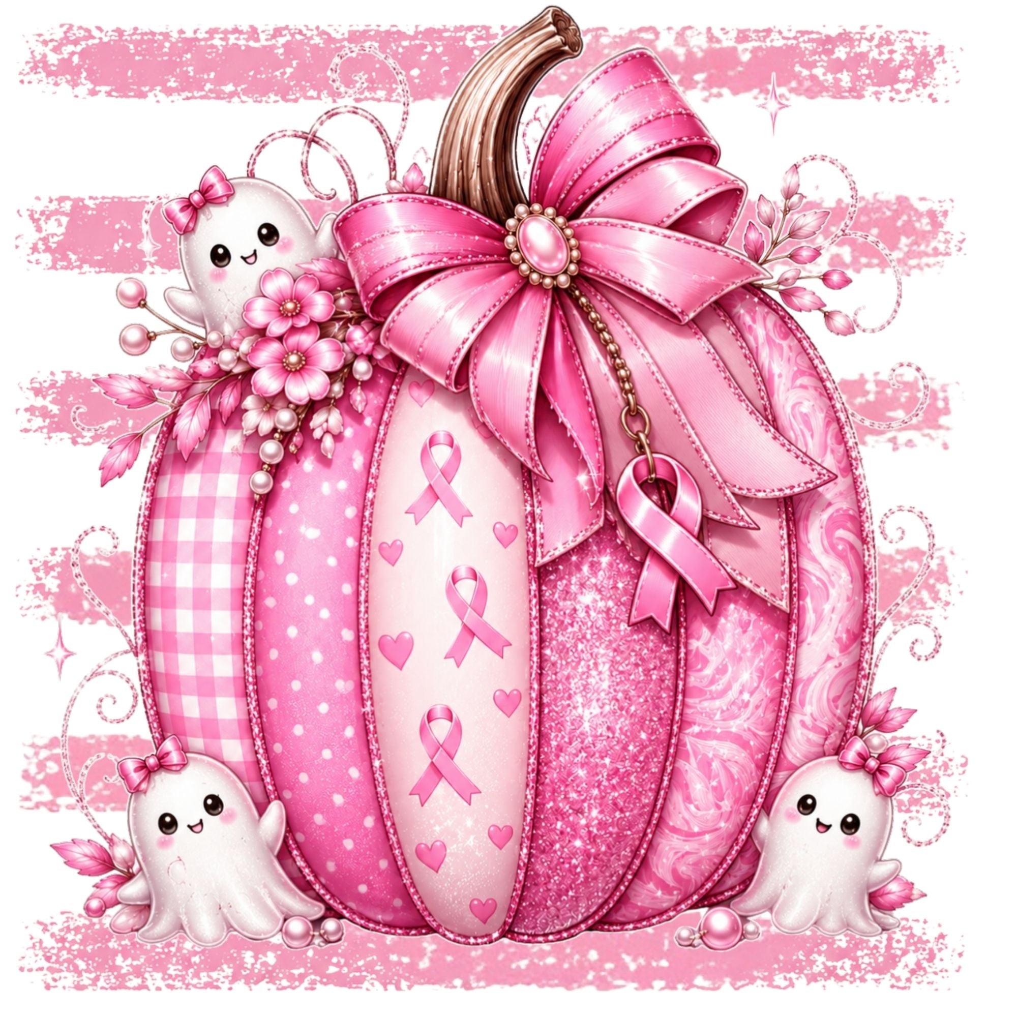 Cuties Pink Faded line Cancer Pumpkin