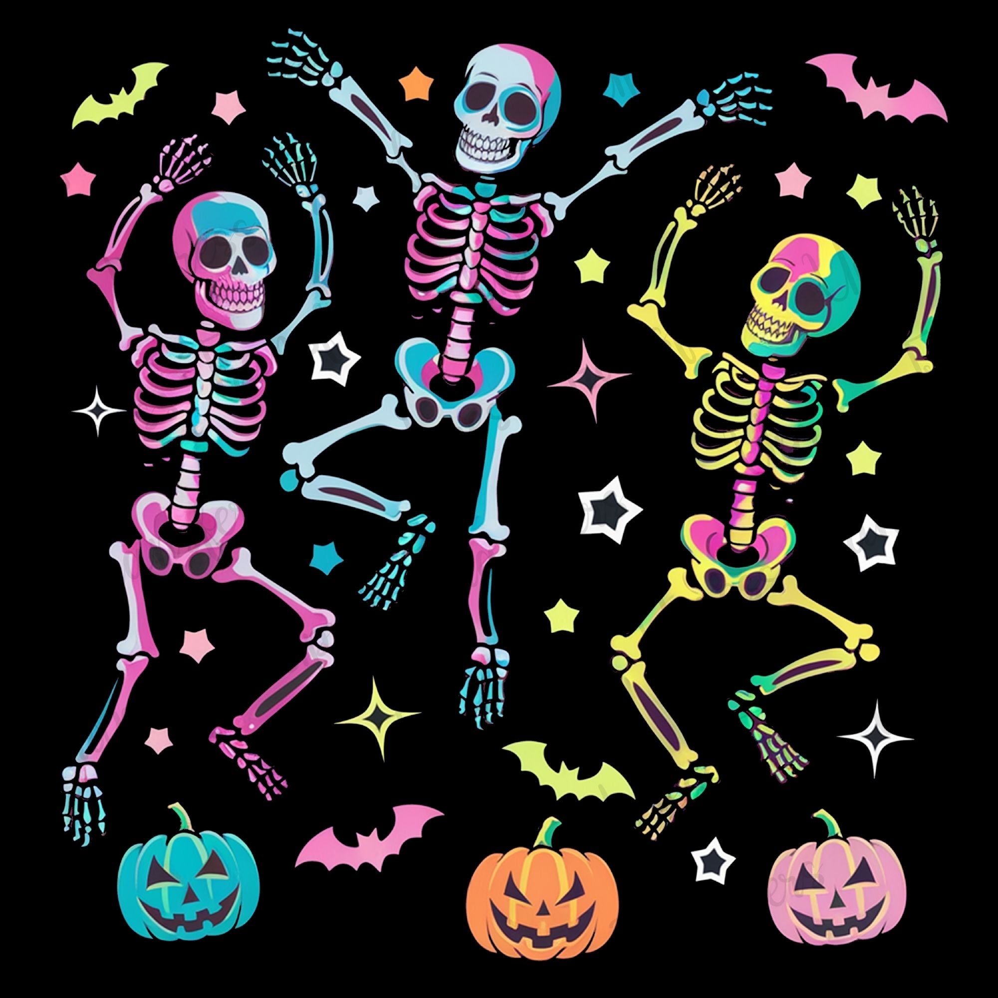 Dancing Multicolored Skeletons