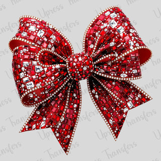 Deep Red Rhinestone Bow