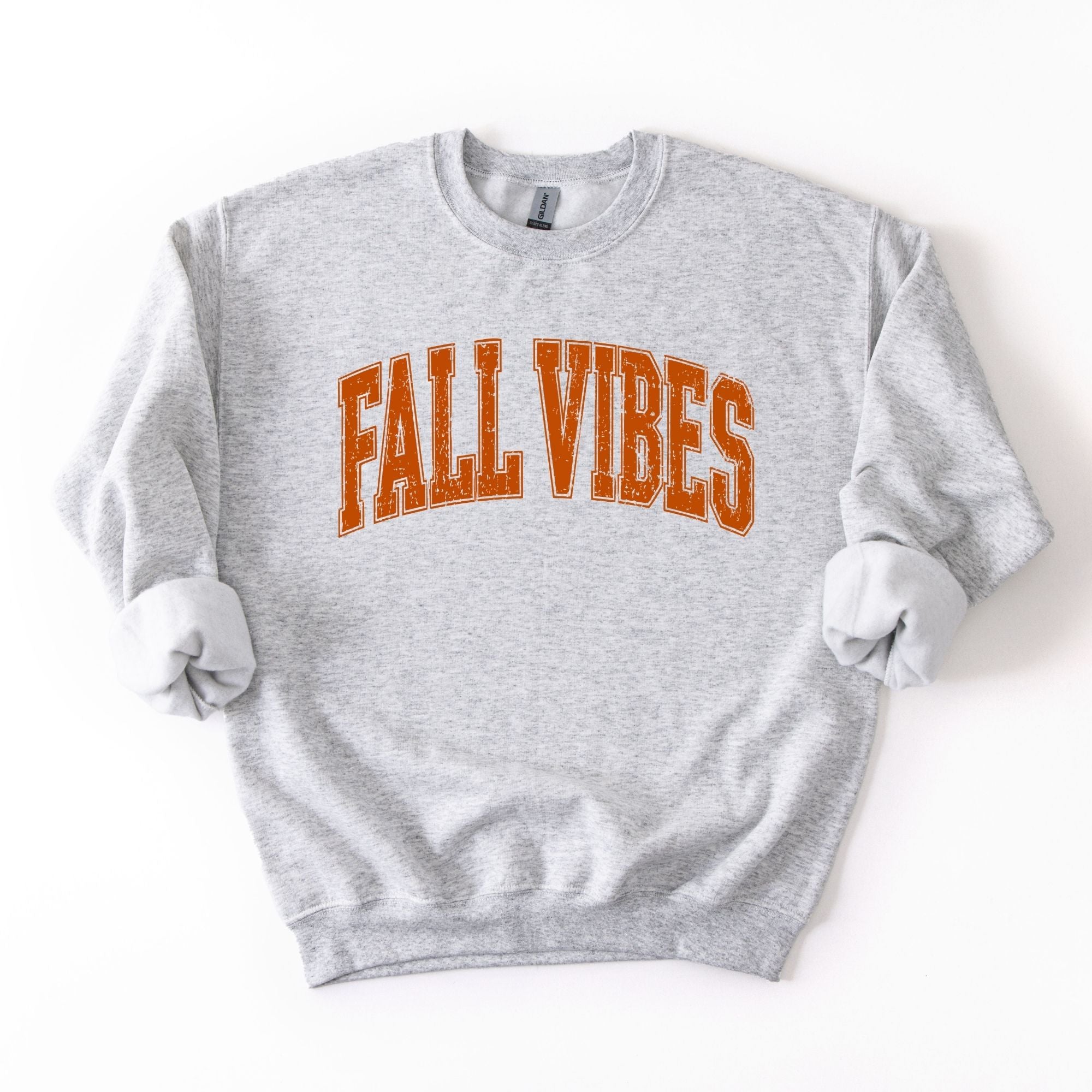 Distressed Arched Varsity Orange Fall Vibes