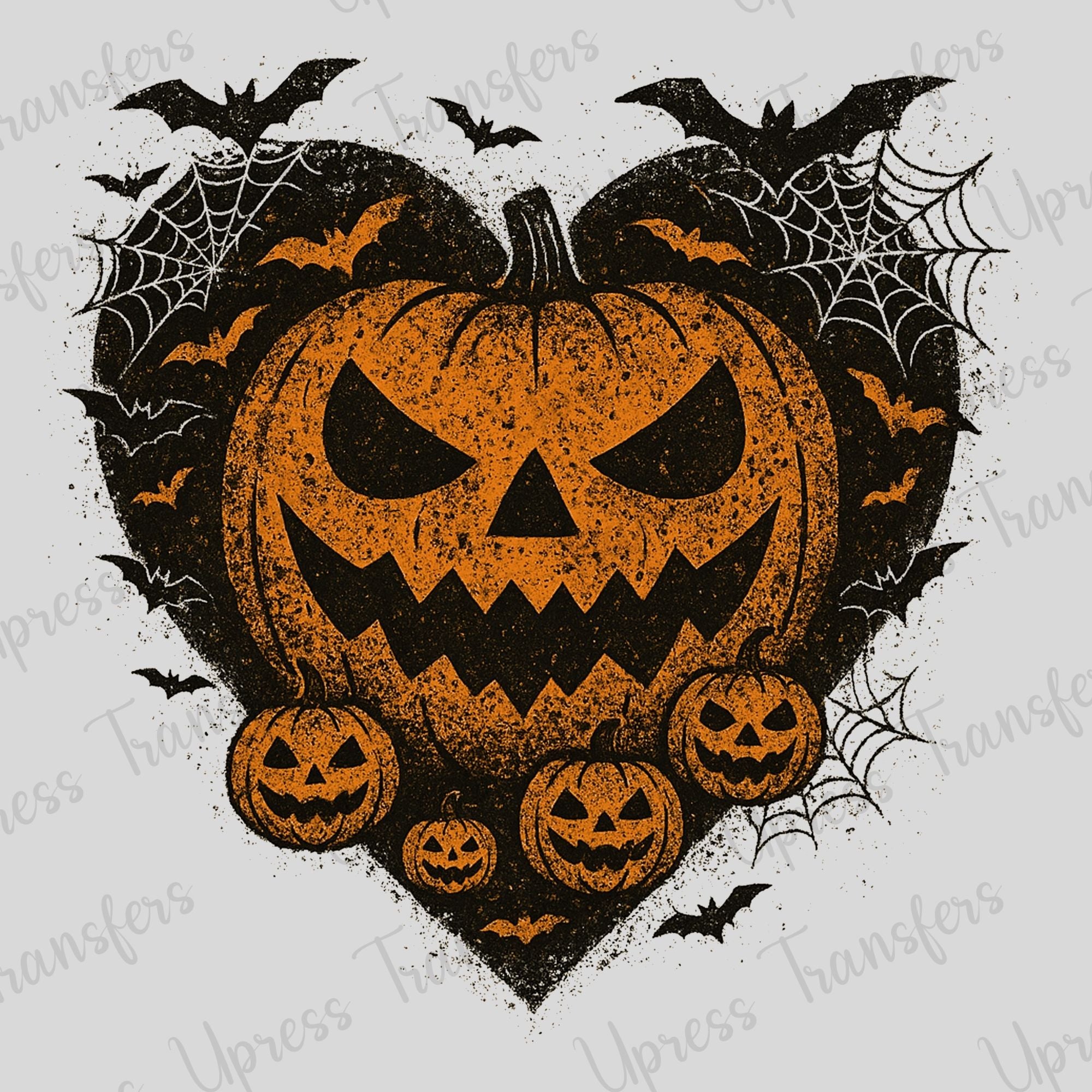 Distressed Black heart with Pumpkin
