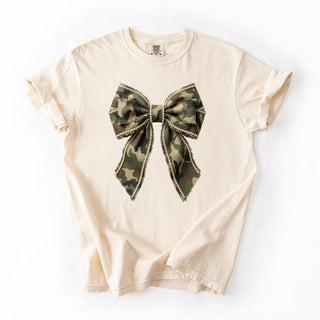Distressed Camo Fabric Bow