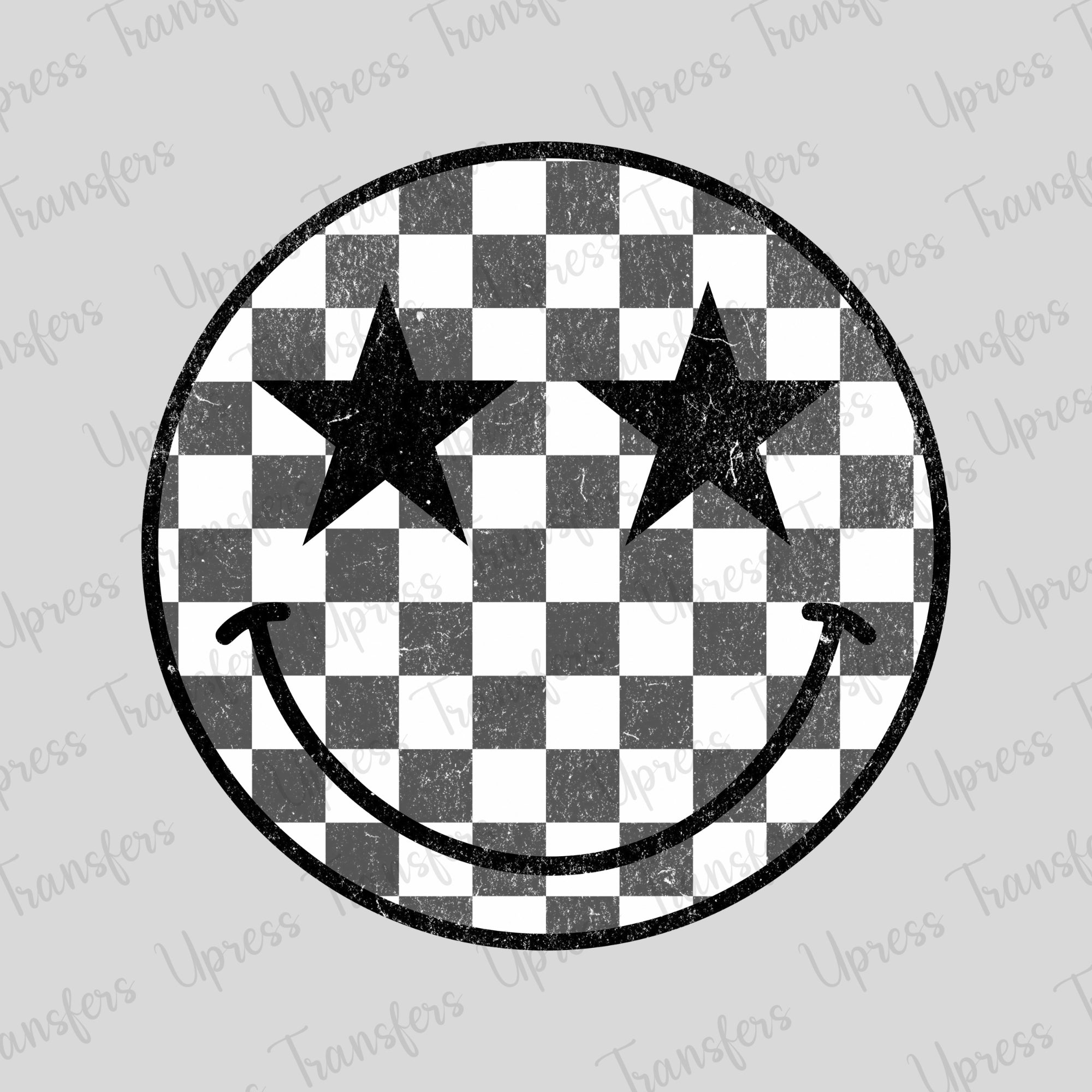 Distressed Checkered Grey Smiley
