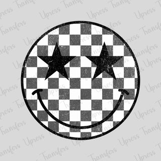 Distressed Checkered Grey Smiley