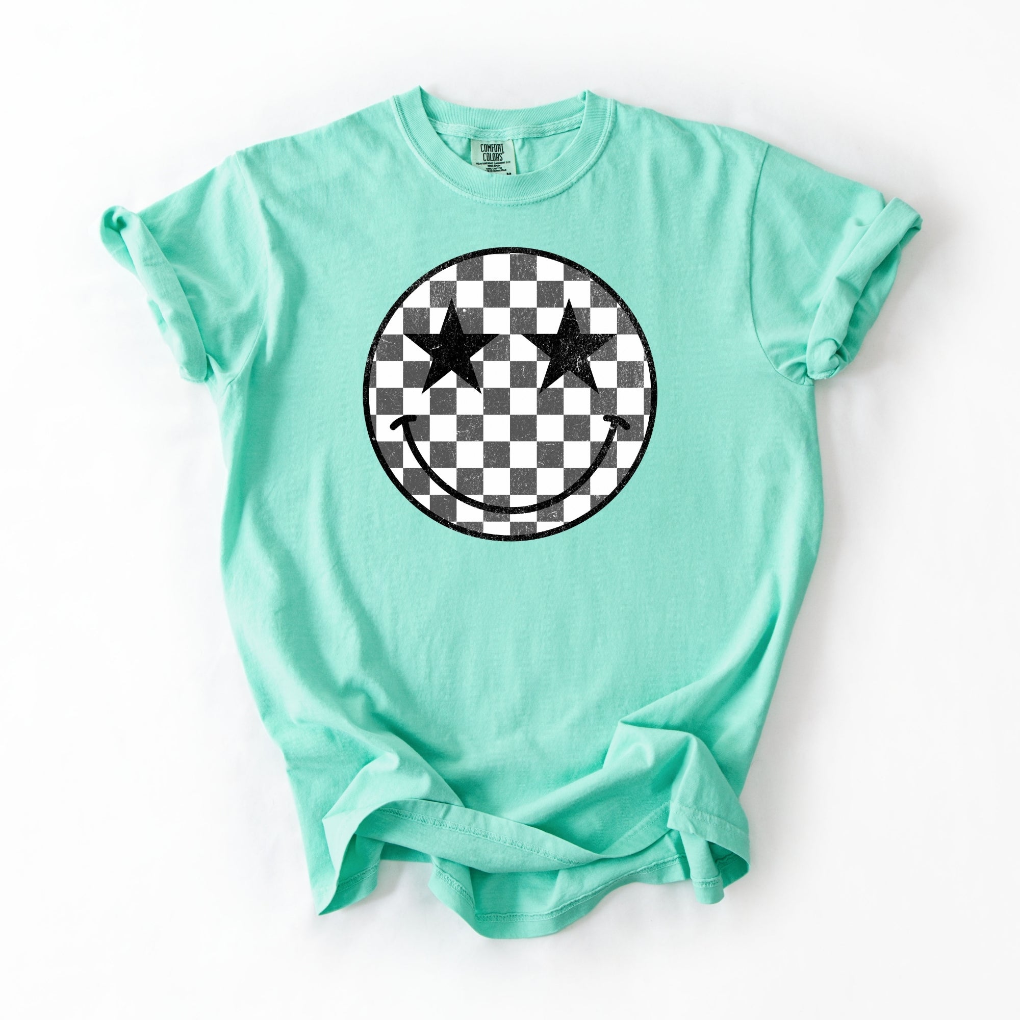 Distressed Checkered Grey Smiley