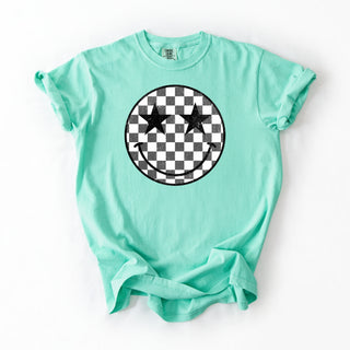 Distressed Checkered Grey Smiley