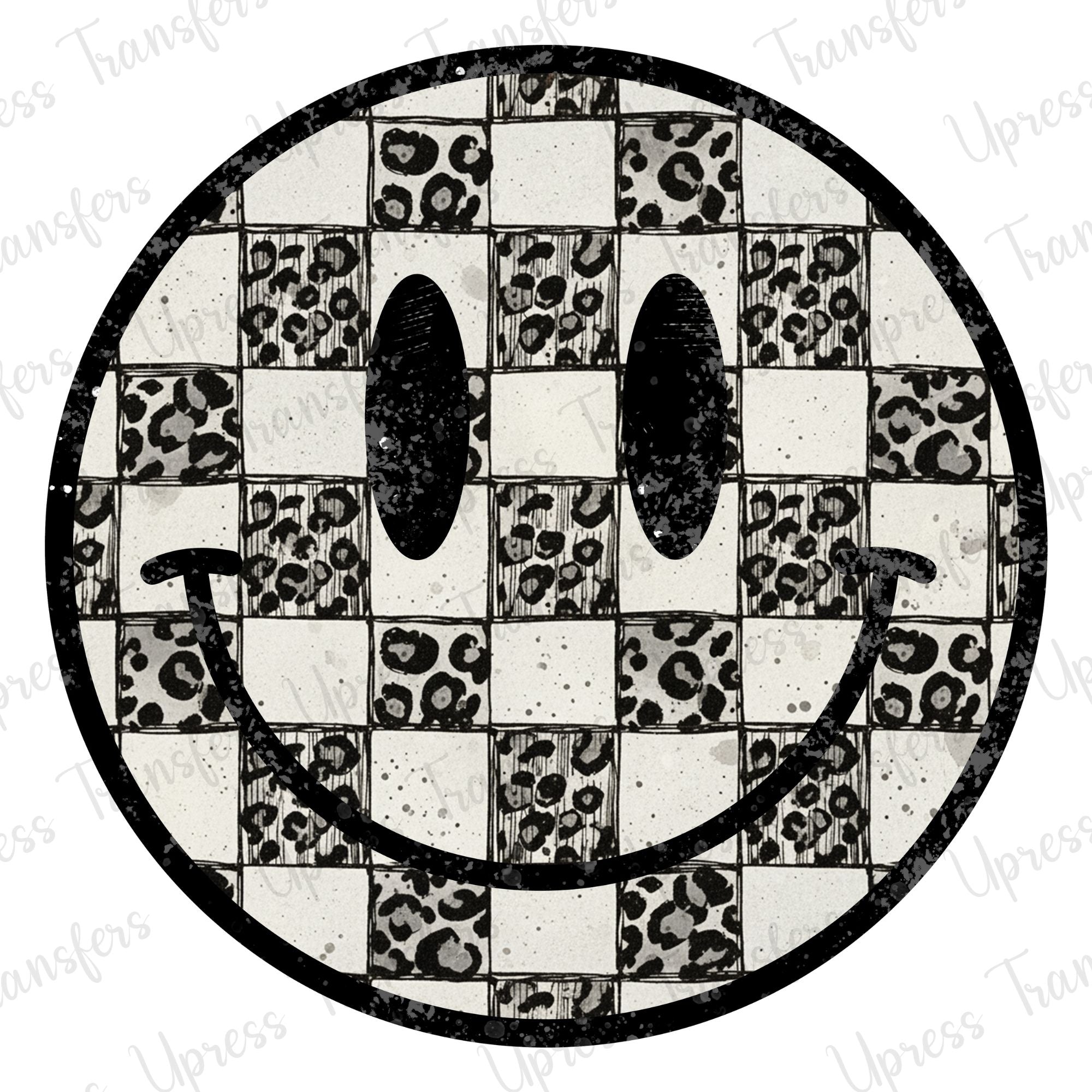 Distressed Checkered Leopard Smiley