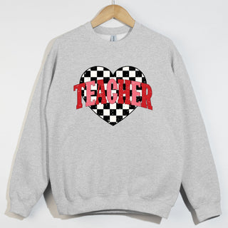 Distressed Checkered Teacher heart