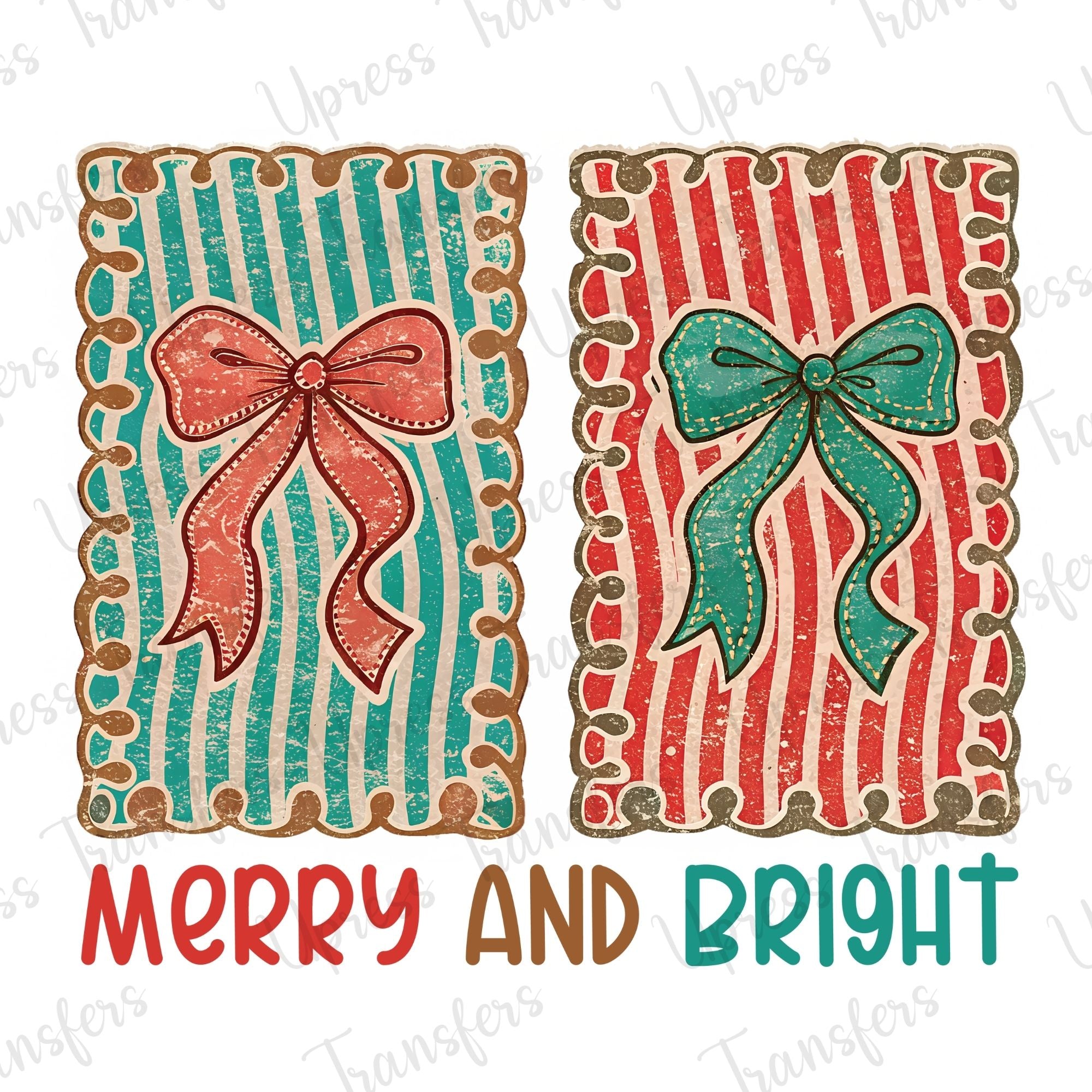 Distressed Christmas Bows Duo Merry and Bright
