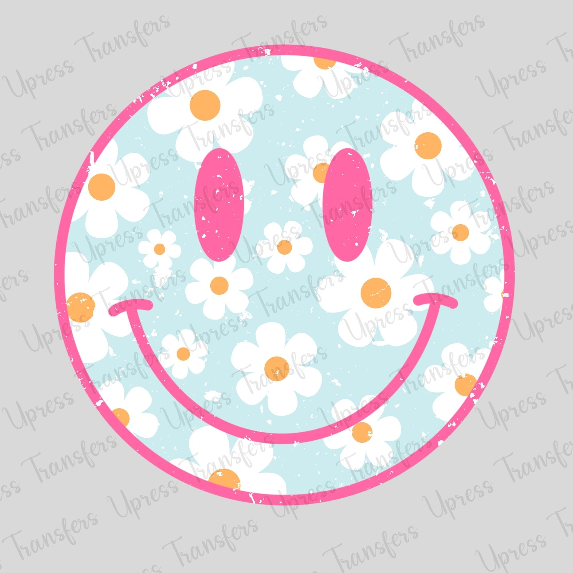 Distressed Floral Pink Smiley