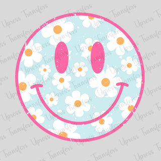 Distressed Floral Pink Smiley