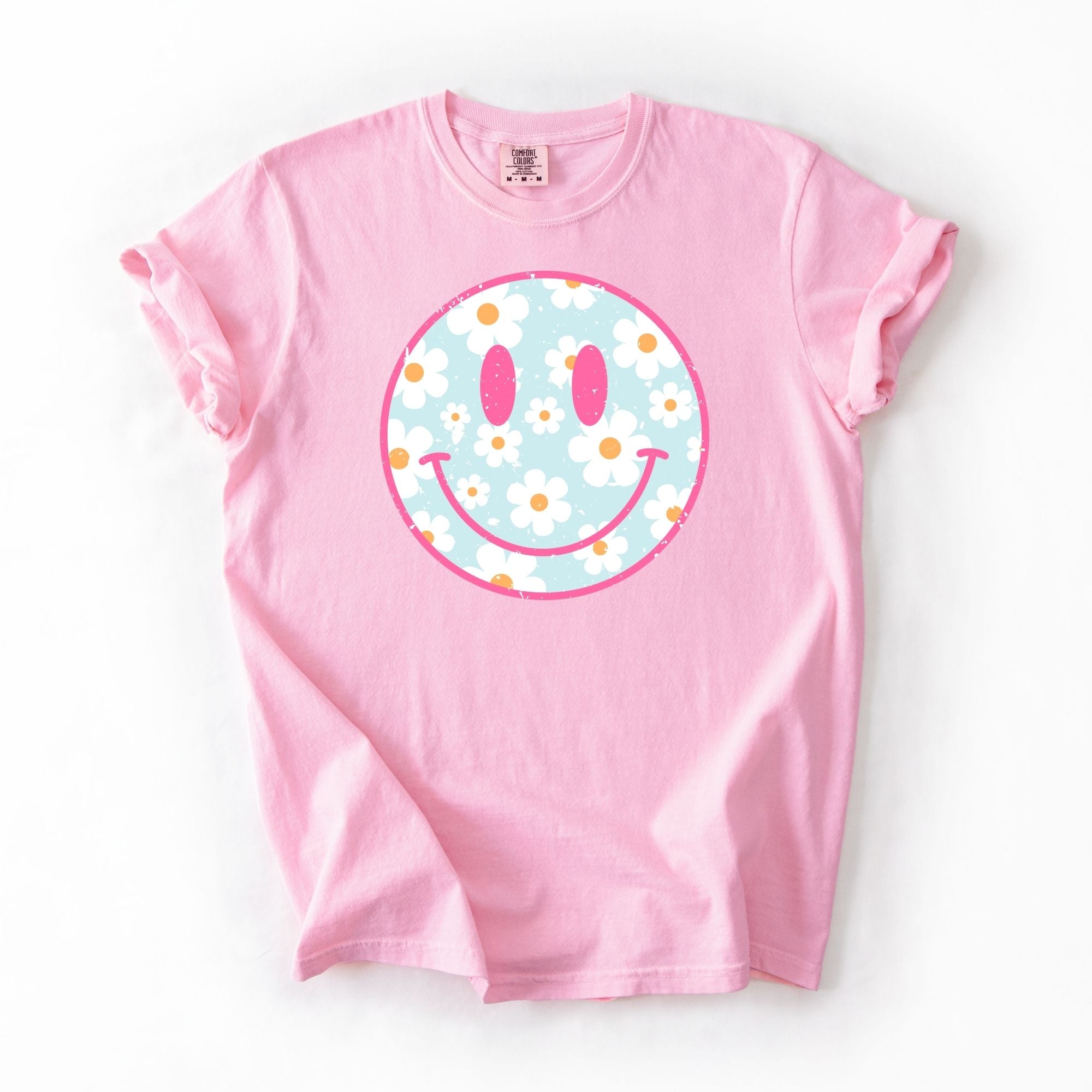 Distressed Floral Pink Smiley
