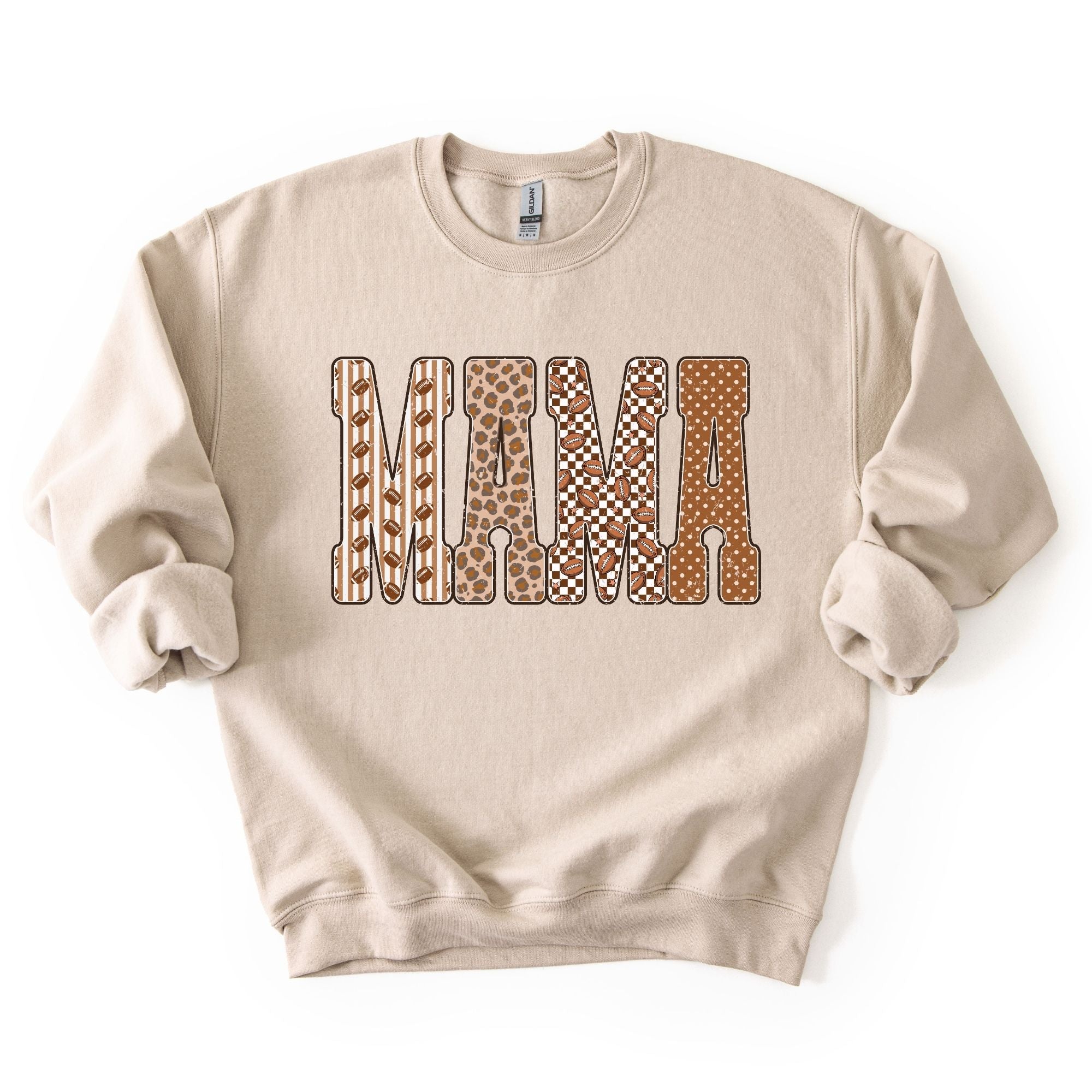 Distressed Football Patterns Mama