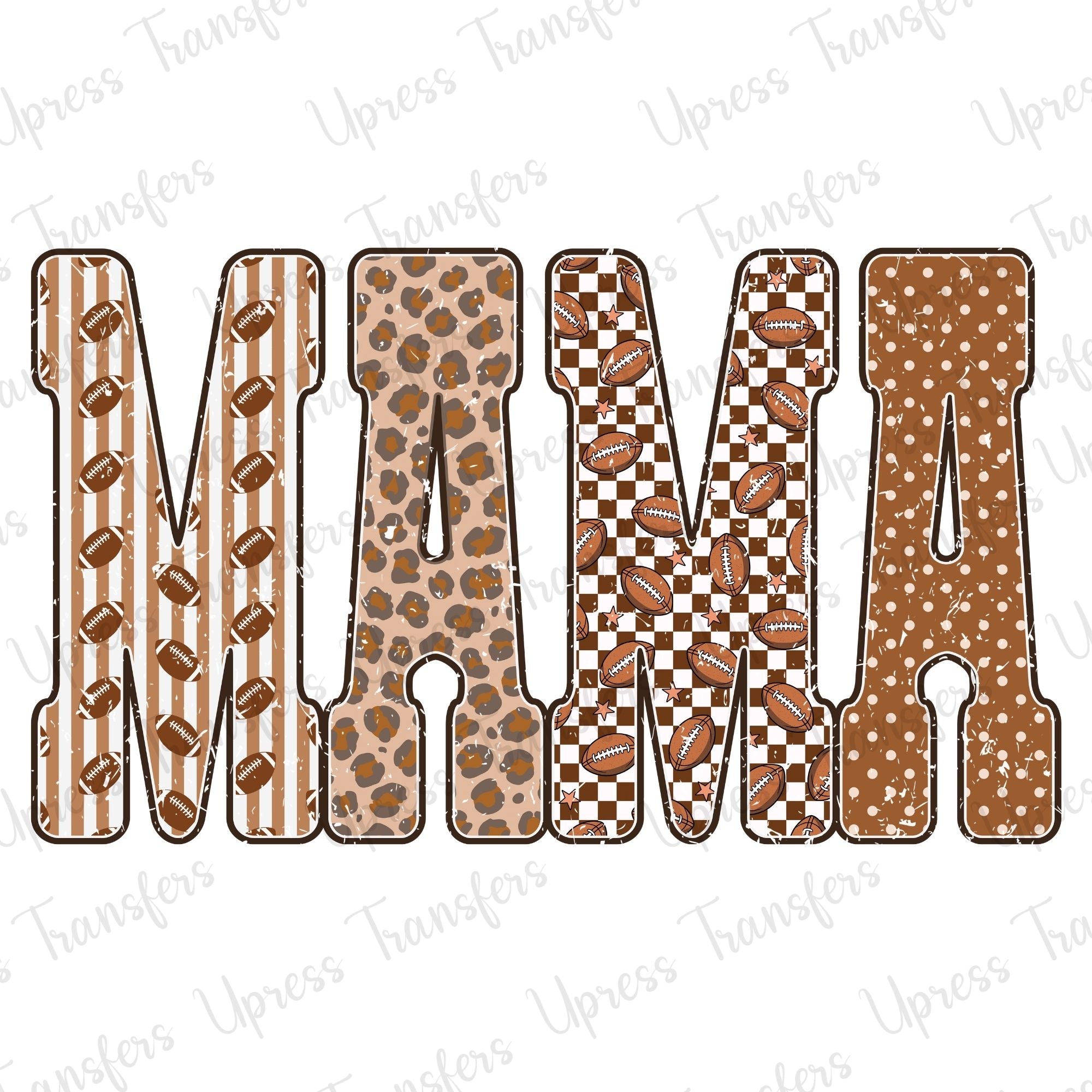 Distressed Football Patterns Mama