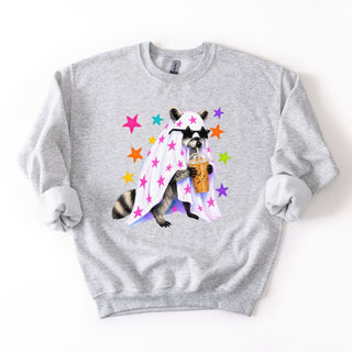 Distressed Neon Coffee Sippin Raccoon Ghost