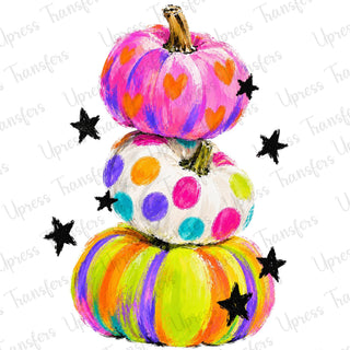 Distressed Neon Pumpkin Stack