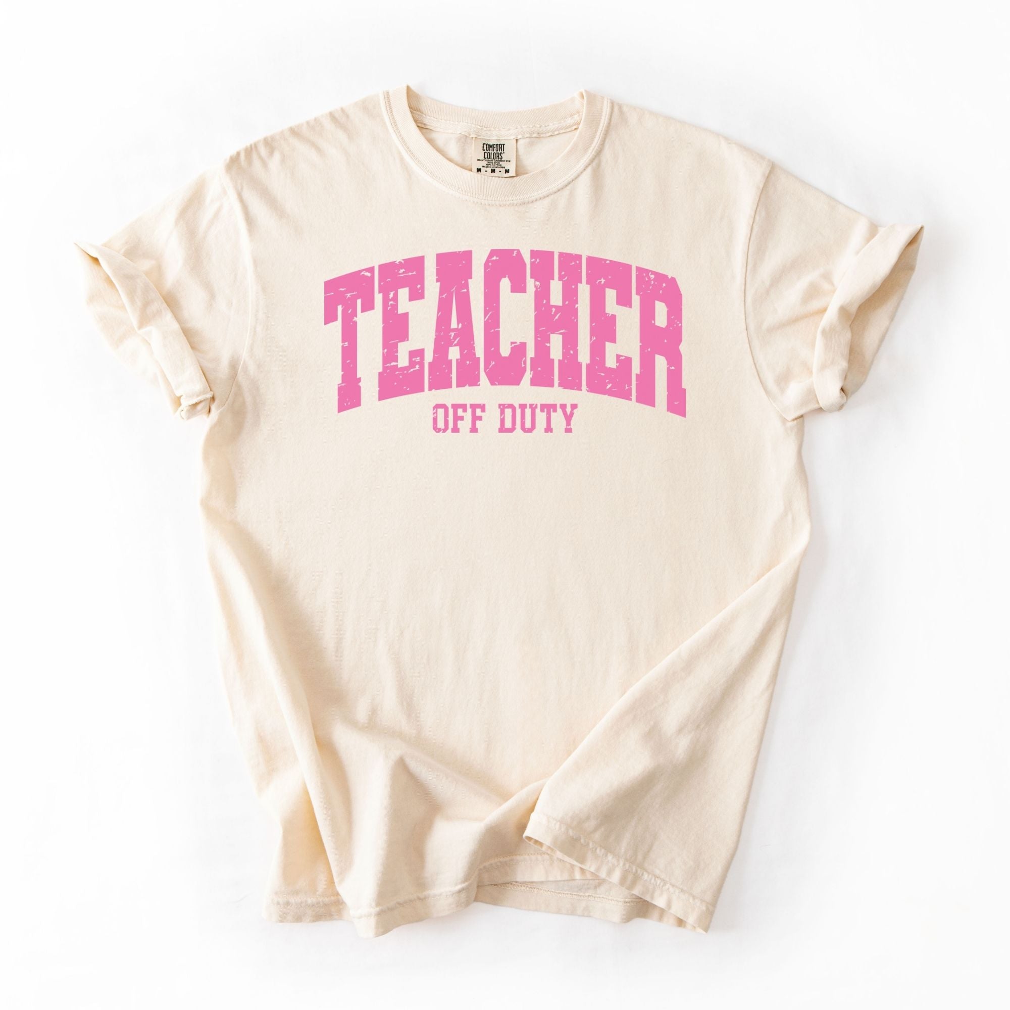 Distressed Pink Off Duty Teacher