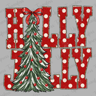 Distressed Polka Dotted Holly Jolly Tree