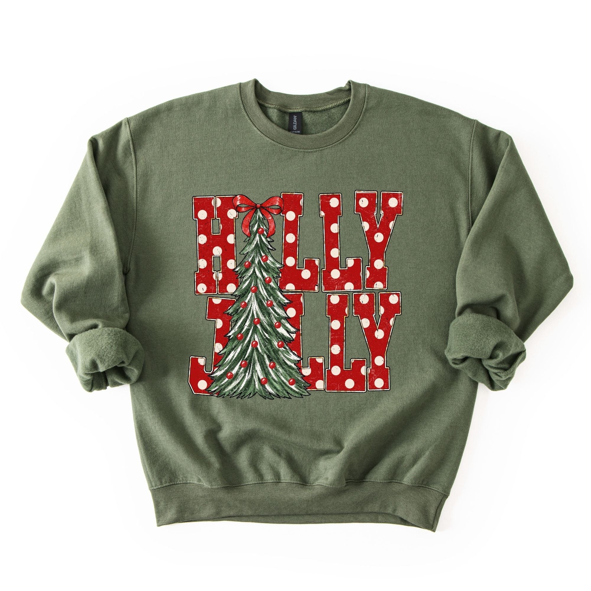 Distressed Polka Dotted Holly Jolly Tree