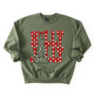 Distressed Polka Dotted Holly Jolly Tree