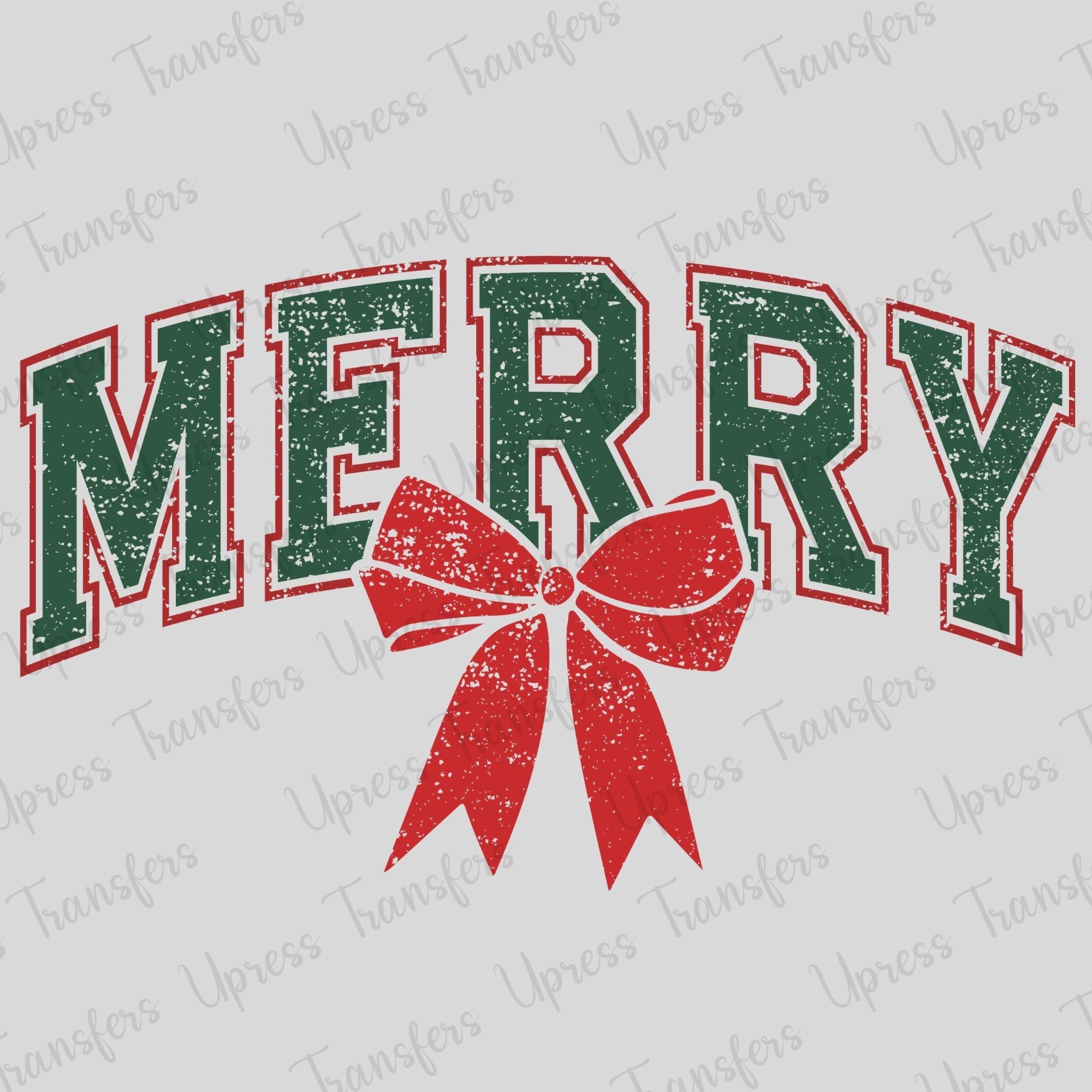 Distressed Red and Green Merry Red Bow